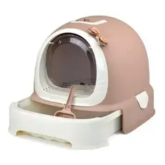 GENERICO - Arenero Para Gato + Bandeja Inferior Beige