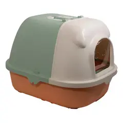 GENERICO - Arenero Cerrado Tricolor Con Pala Para Gatos 45x30x44 Color Naranja