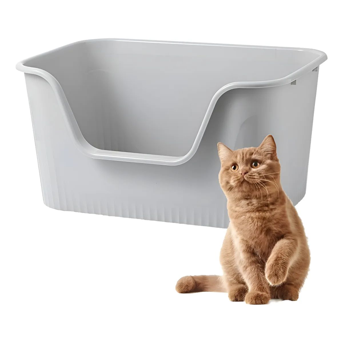 GENERICO - Arenero Extra Grande Caja Sanitaria Higiénico Gatos Mascotas Gris