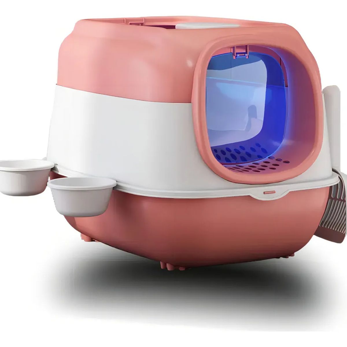 GENERICO - Arenero Sanitario Cerrado Para Gato Con Pala Puerta Abatiblekit Inicial Para Gato Con Bebedero Y Luz Esterilizadora Gatos Cuencoevita Las Salpicaduras De Arenarosa