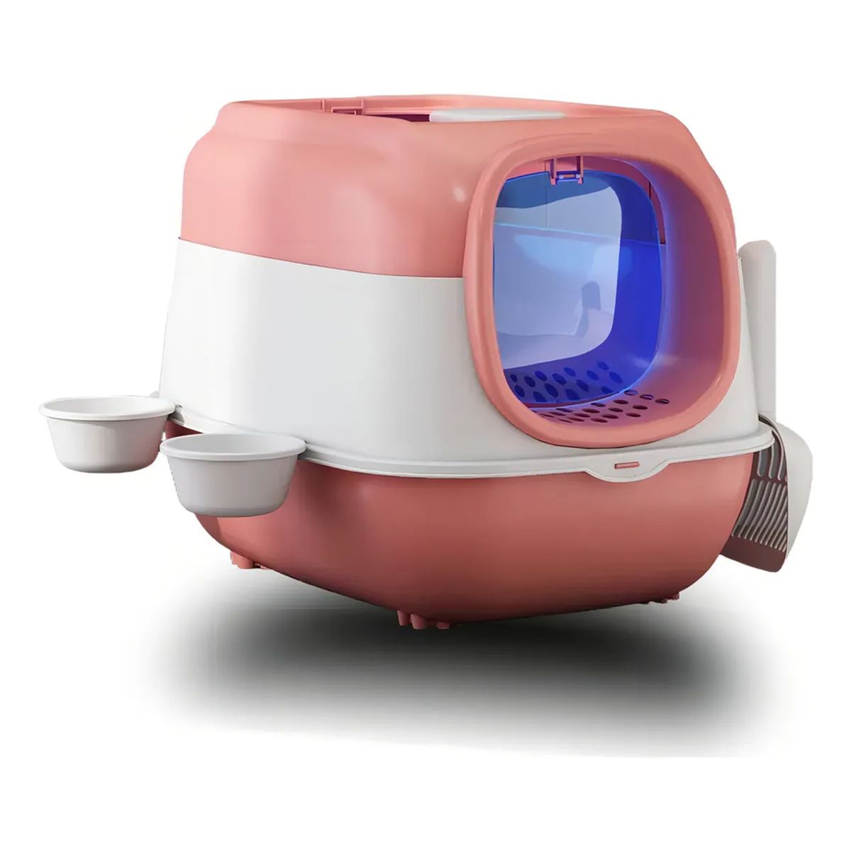 GENERICO - Arenero Sanitario Cerrado Para Gato Con Pala Puerta Abatiblekit Inicial Para Gato Con Bebedero Y Luz Esterilizadora Gatos Cuencoevita Las Salpicaduras De Arenarosa