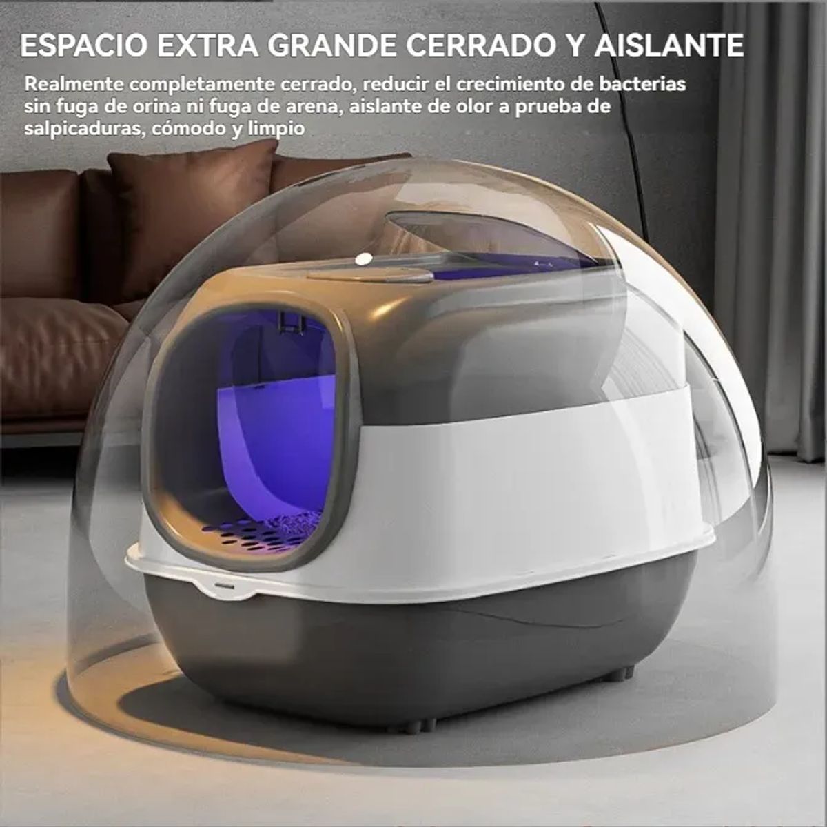 GENERICO - Arenero Sanitario Cerrado Para Gato Con Pala Puerta Abatiblekit Inicial Para Gato Con Bebedero Y Luz Esterilizadora Gatos Cuencoevita Las Salpicaduras De Arenarosa