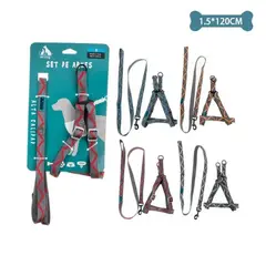 GENERICO - Set de arnés y correa con diseño de onda 15cm120cm Color Blanco