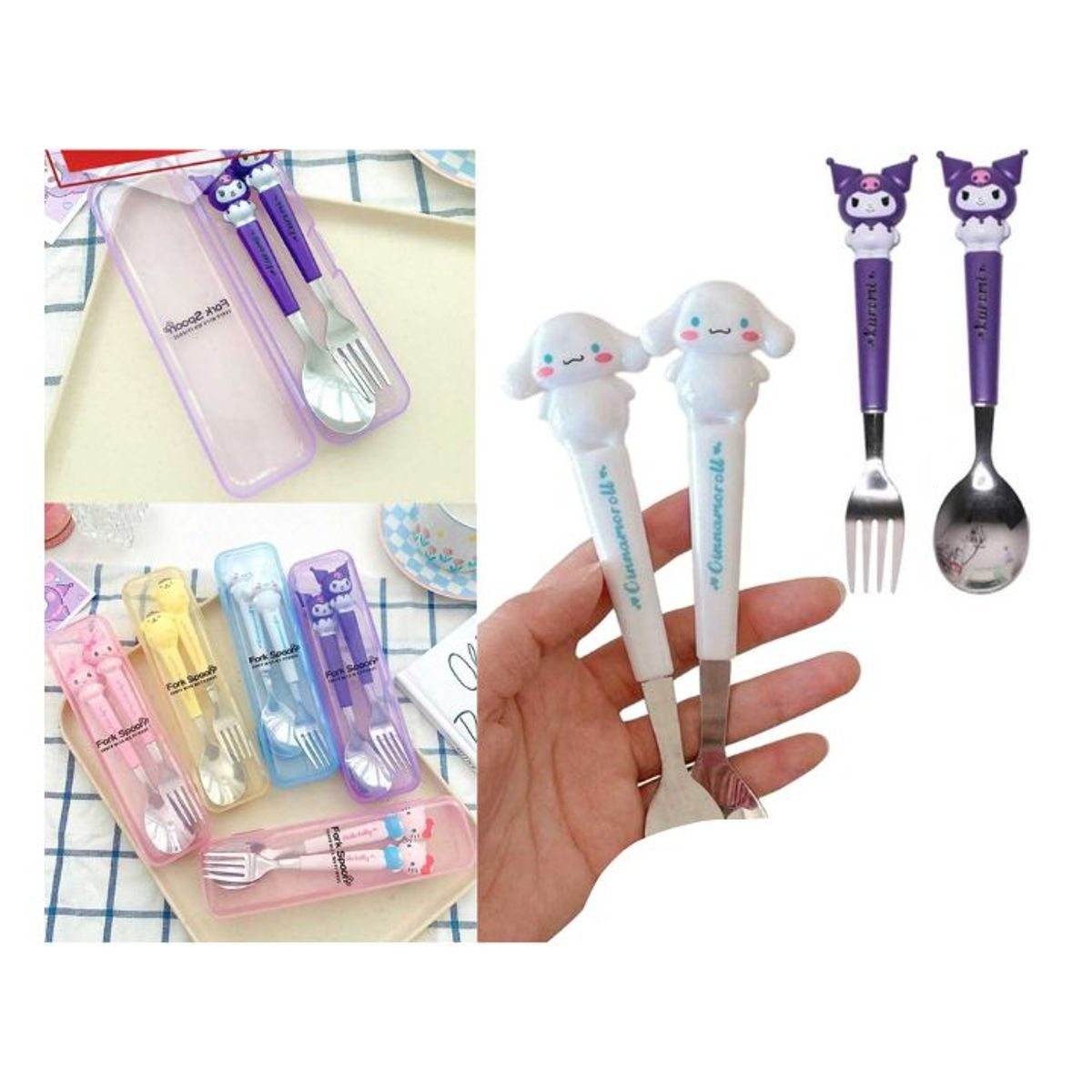 GENERICO - Juego de Cubiertos con Estuche Sanrio Colores Surtidos