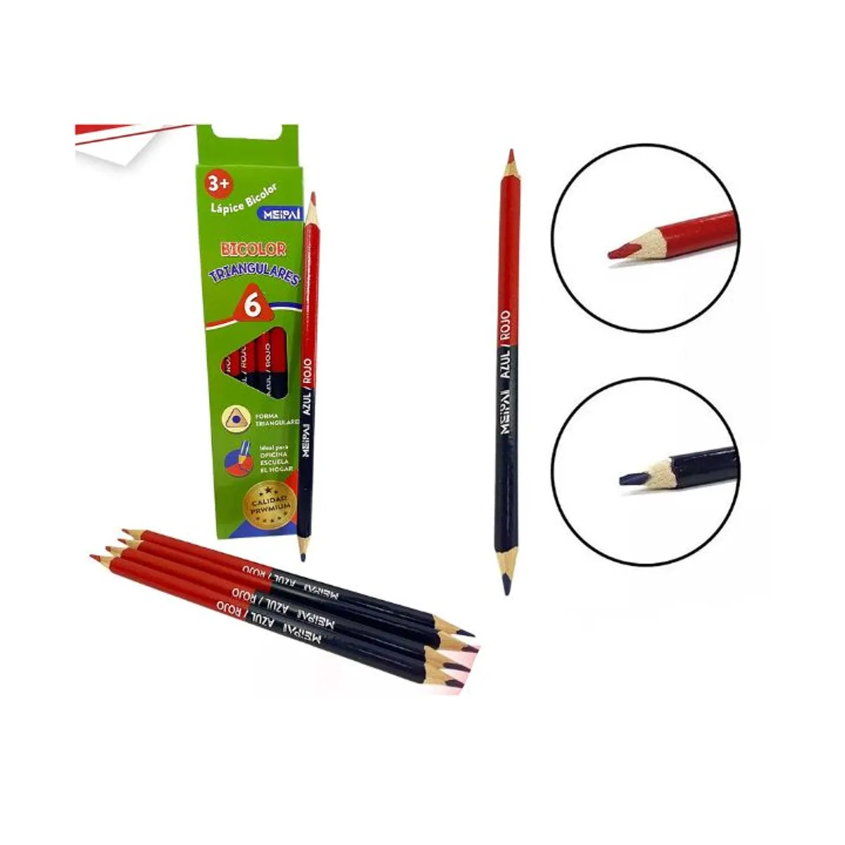 GENERICO - Lapices Bicolor AzulRojo De 6pcs