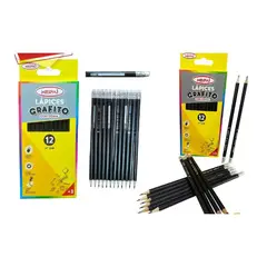 GENERICO - Lapices Grafito Cuadrado Con Goma 2HB 12PCS