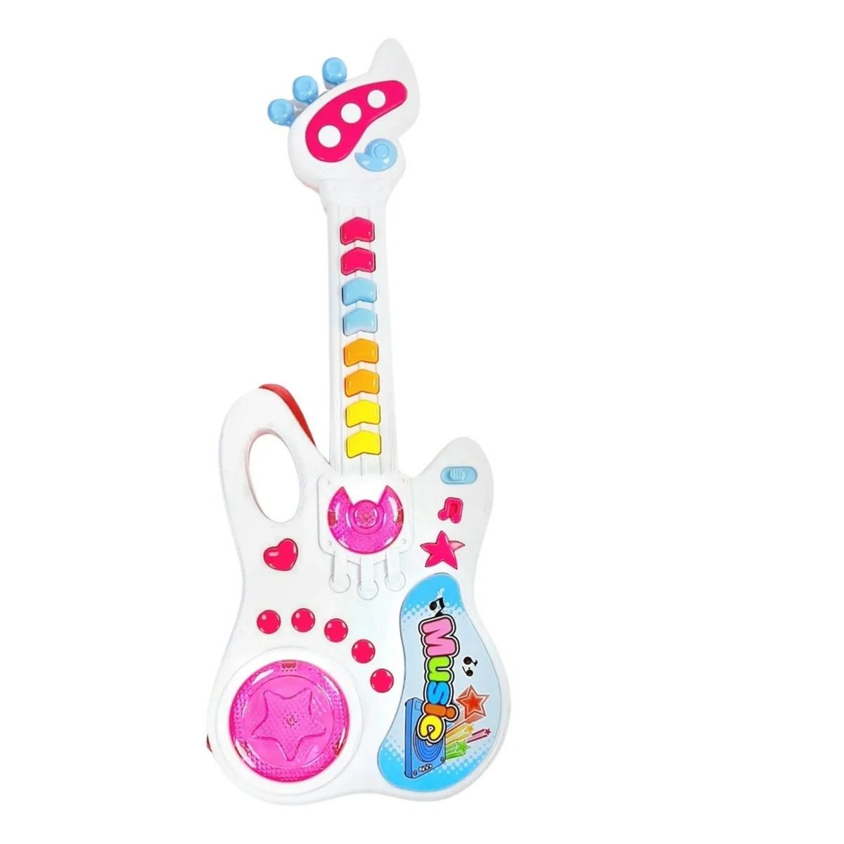 GENERICO - PACK X 3 GUITARRA CLUZ Y FUNCIÓN MÚSICA Y MELODÍAS 8 TECLAS CORREA ROSABLANCO