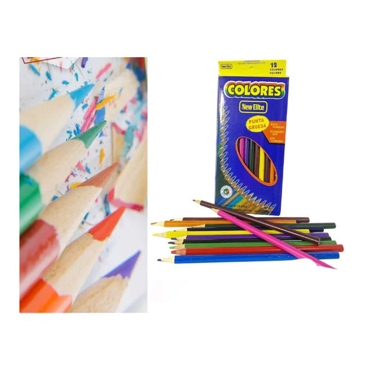 GENERICO - Lapices de Colores 12pcs New Elite