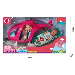 GENERICO - Caja juguete helicoptero con muñecas para niños