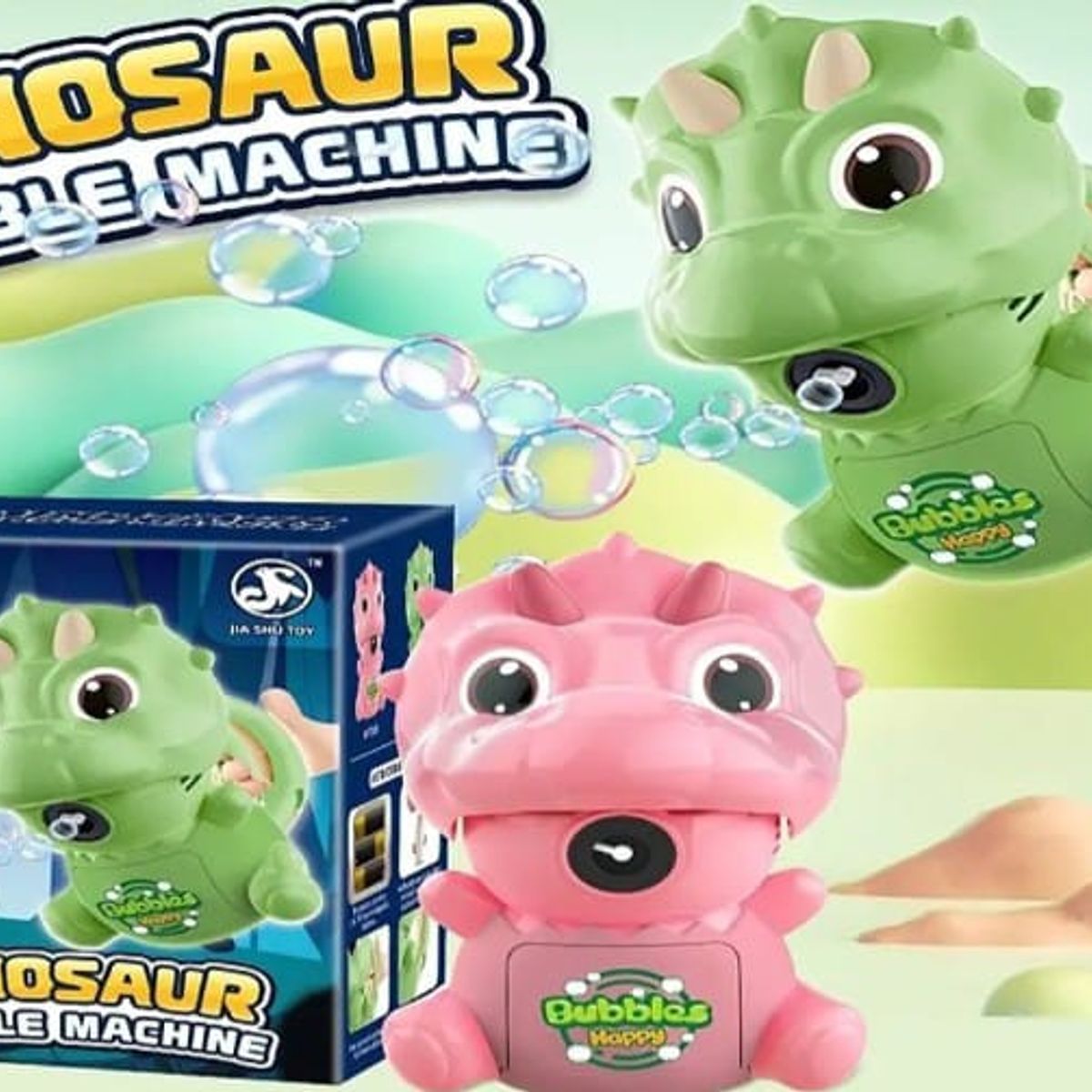 GENERICO - Maquina burbuja dinosaurio + pilas  solo rosa