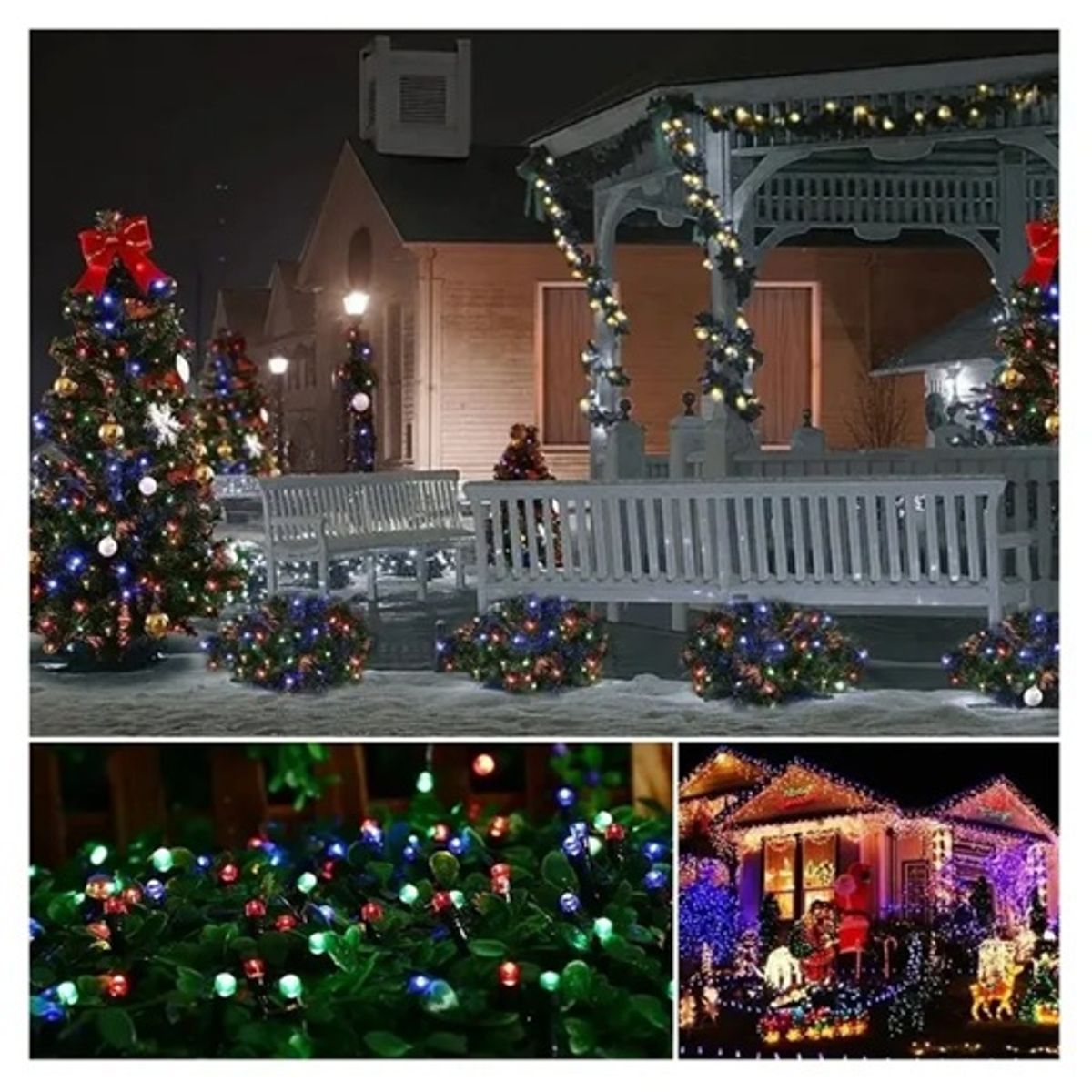 GENERICO - Luces Solares Guirnalda 20 Metros 200 Led Multicolor navidad