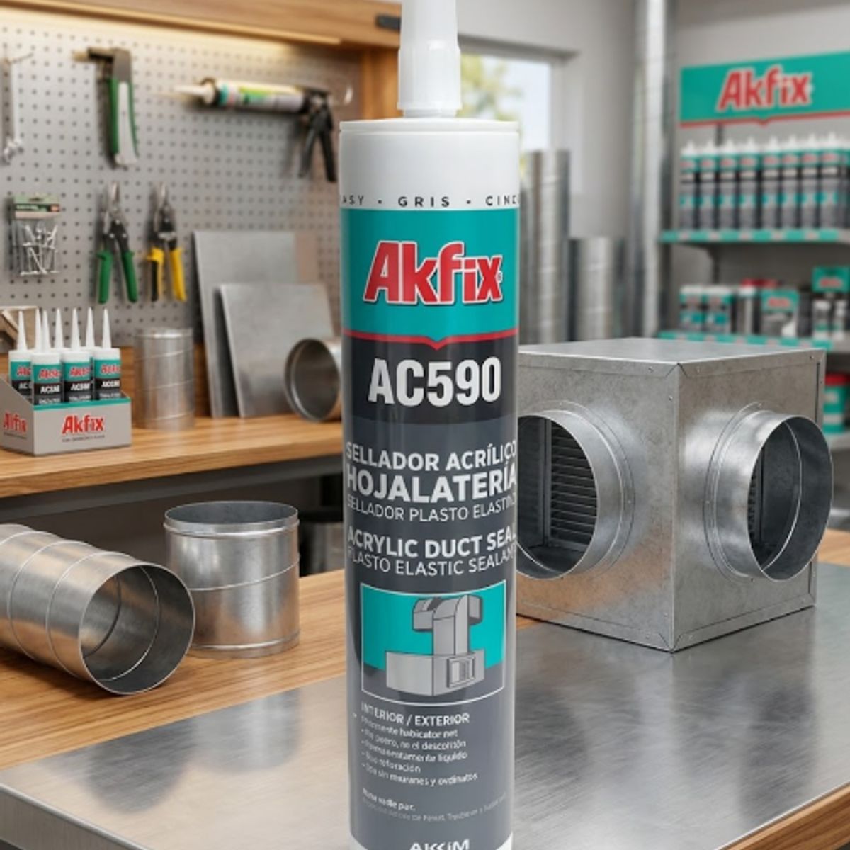 AKFIX - Silicona Pintable Hojalatería Gris 310 Ml. Akfix