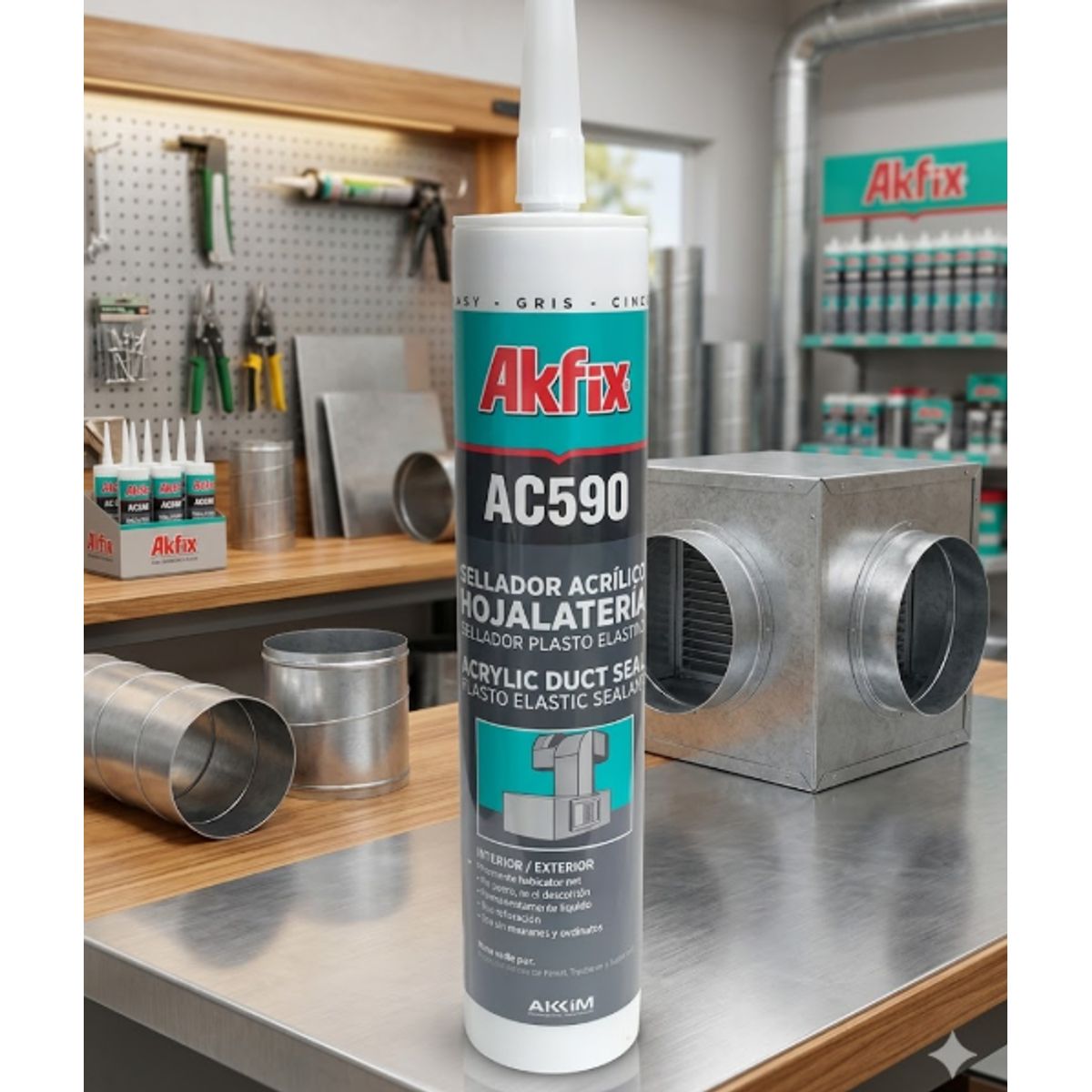 AKFIX - Silicona Pintable Hojalatería Gris 310 Ml. Akfix
