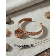 GENERICO - Pulsera De Cobre + Anillo Ajustable Artesania Terapia Artritis Mas Bolsa