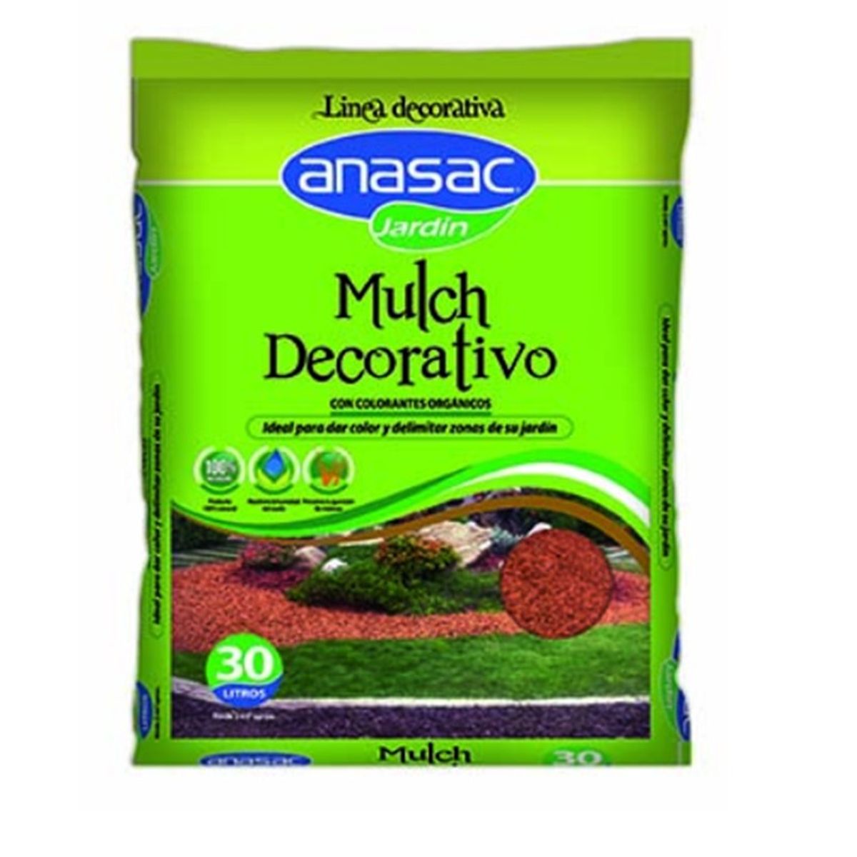 ANASAC - Mulch Corteza De Pino Decorativa 30 LT