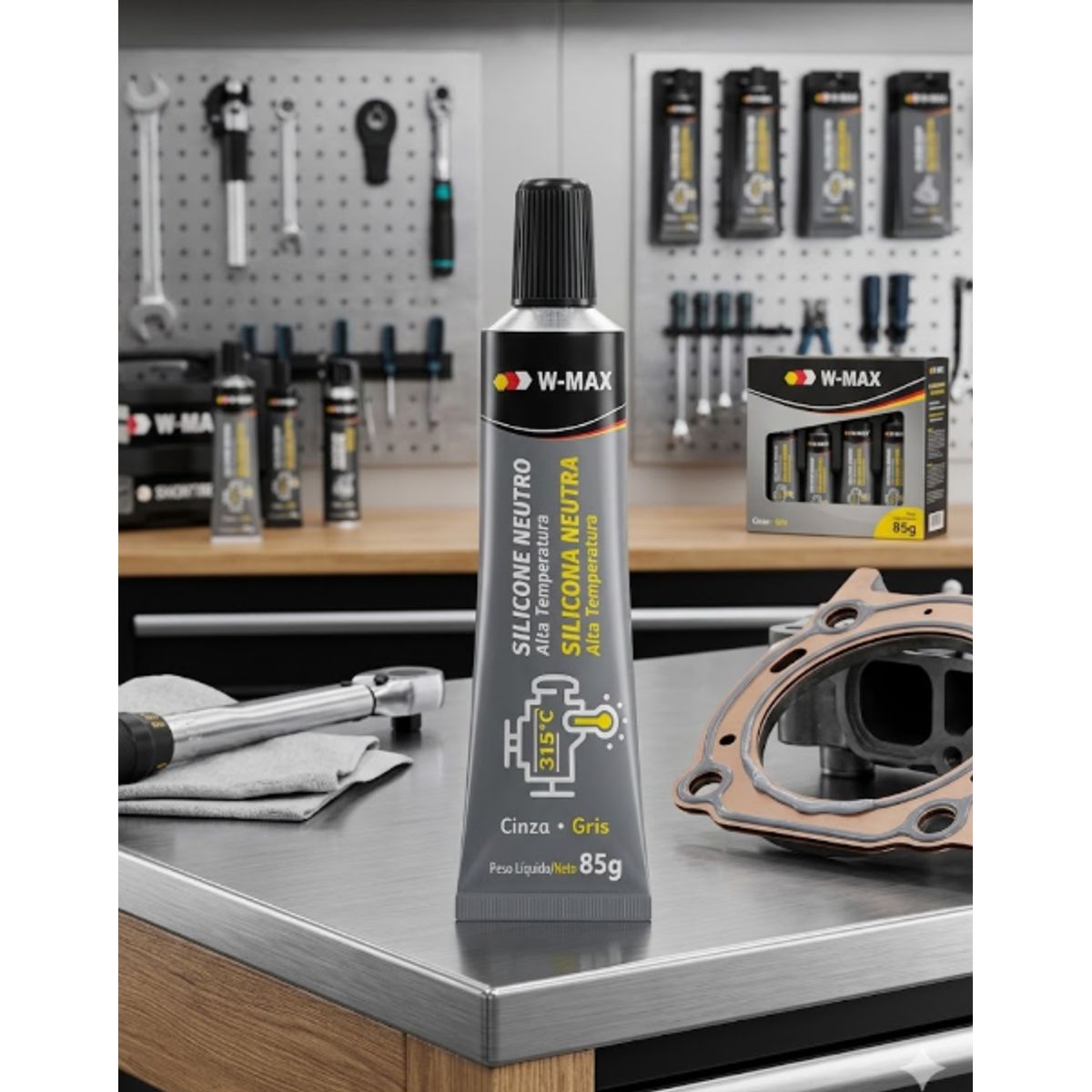 WURTH - Silicona Alta Temperatura Gris 85 Grs. Neutro W-max by Wurth