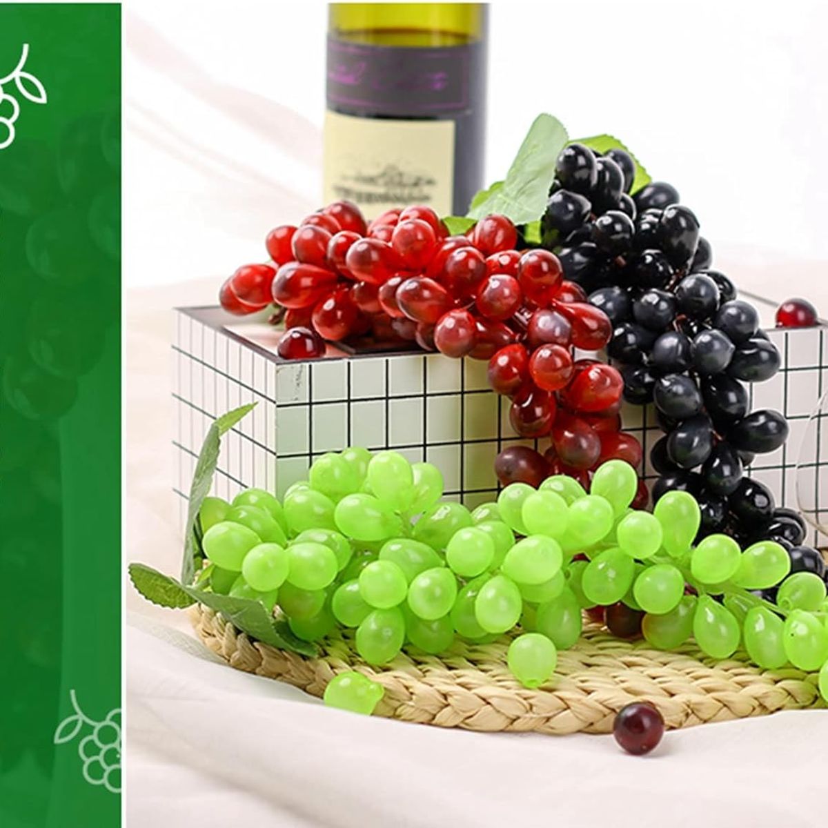 KINDA NICE - Decoracion Uvas Artificiales De Negro Rojo Verde Para Hogar