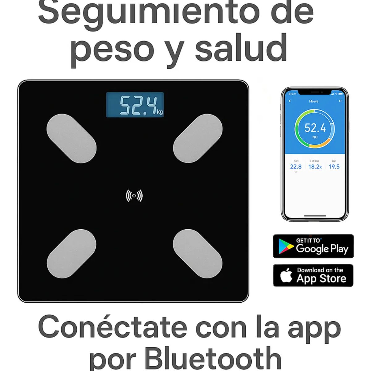 GENERICO - Bascula Inteligente Digital Color Negro Con Baterias Negro