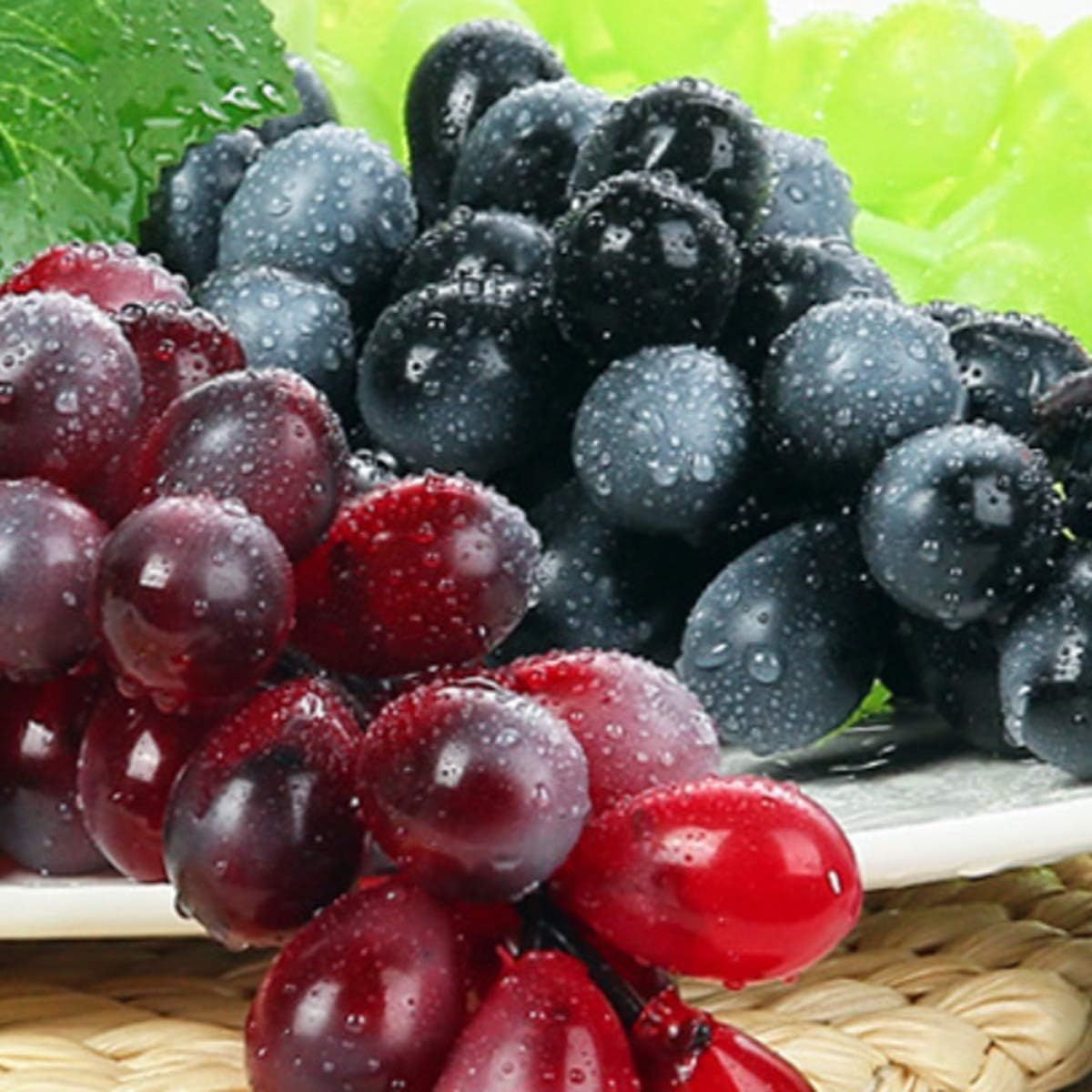 KINDA NICE - Decoracion Uvas Artificiales De Negro Rojo Verde Para Hogar