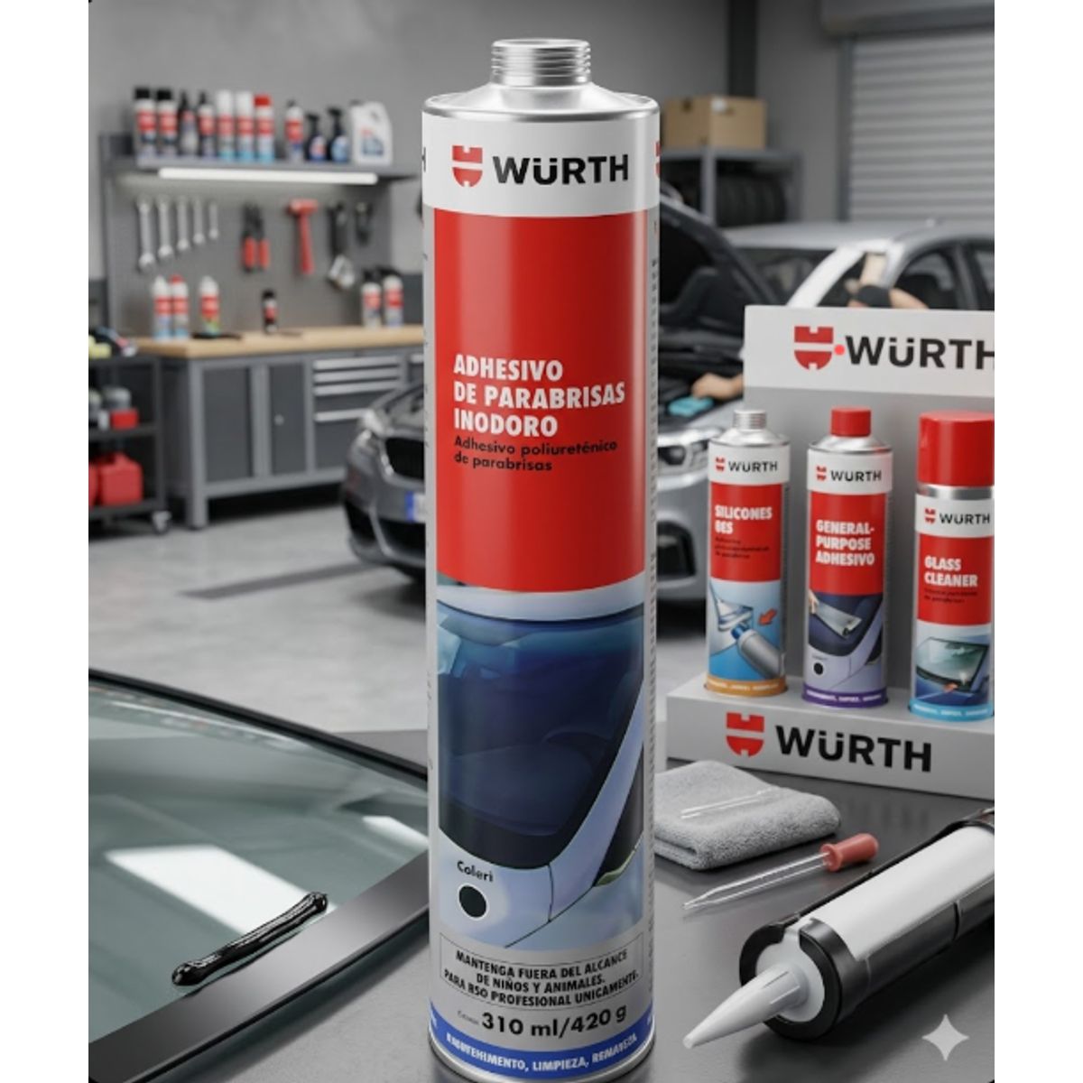 WURTH - Sellador De Poliuretano Para Parabrisas Plus Negro 310 Ml. Wurth