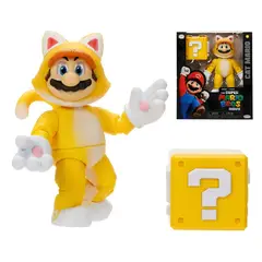 JAKKS PACIFIC - Figura Super Mario Bros Movie Mario Gato Nintendo Traje Amarillo