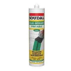 SOUDAL - Sellador Acrílico Pintable Siliconizada Blanca 300ml