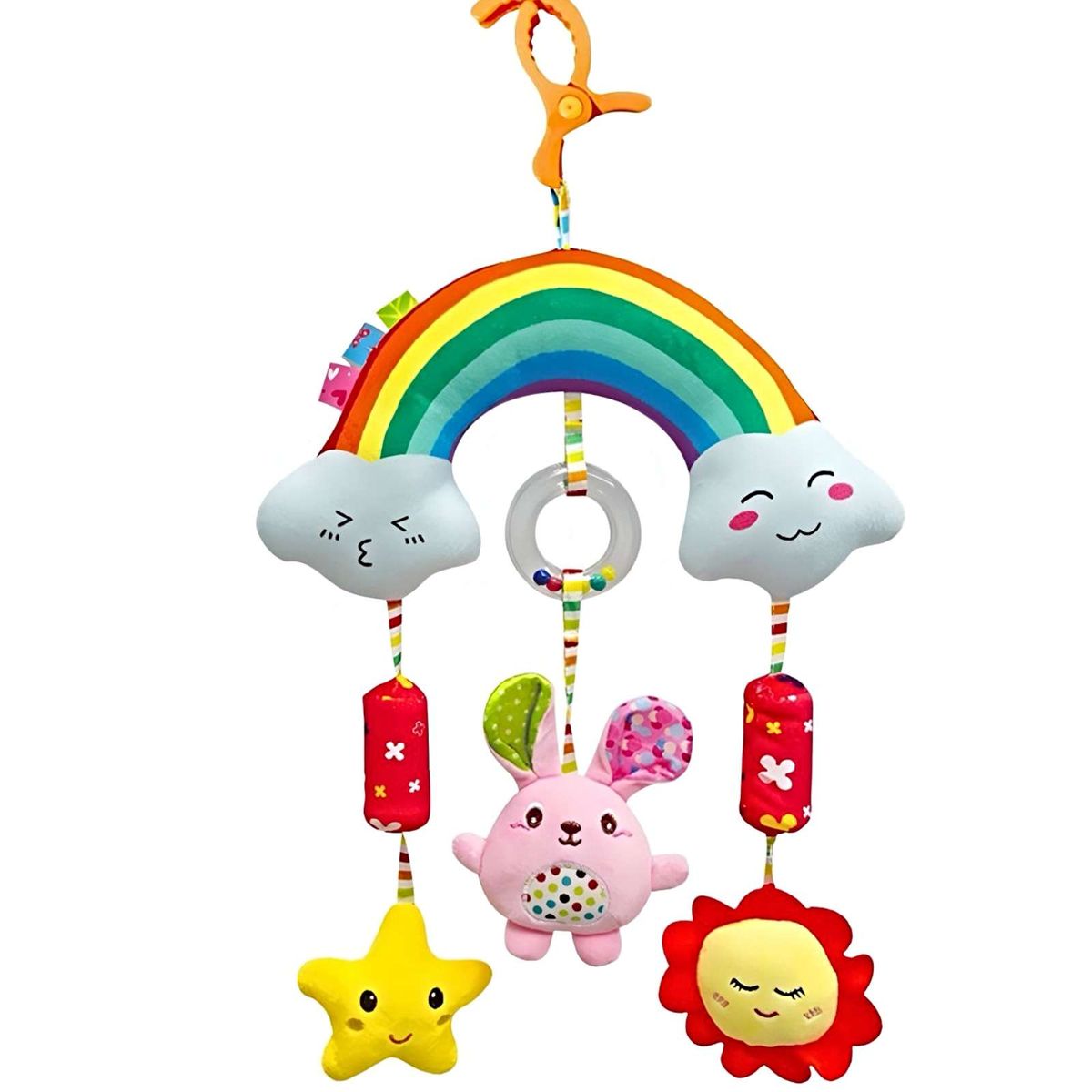 GENERICO - Móvil de Coche con PinzaAnclaje Seguro para Bebé arcoiris