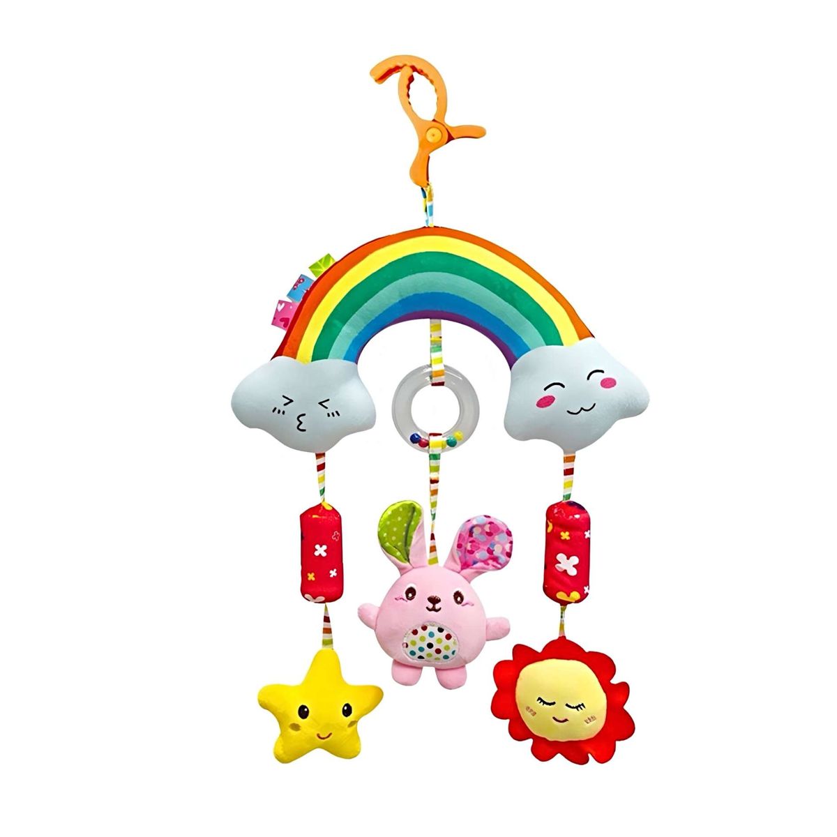 GENERICO - Móvil de Coche con PinzaAnclaje Seguro para Bebé arcoiris