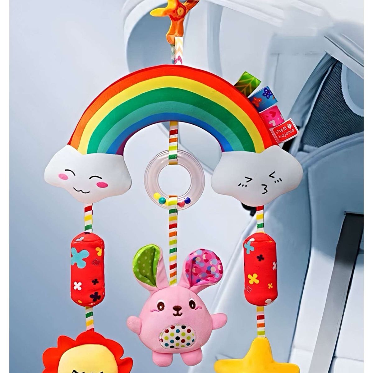 GENERICO - Móvil de Coche con PinzaAnclaje Seguro para Bebé arcoiris