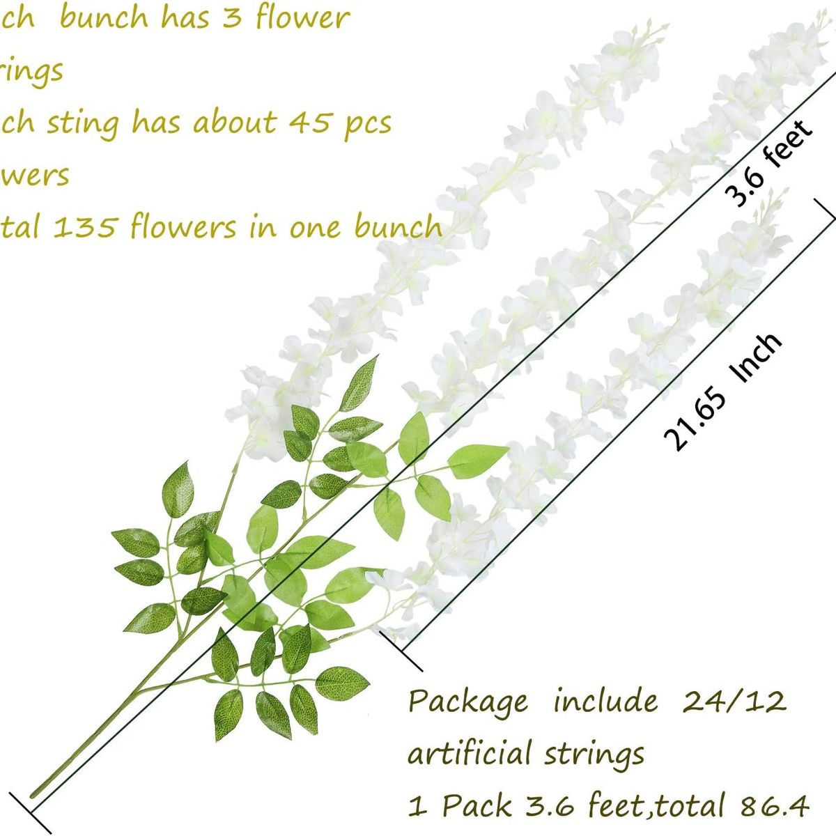 KINDA NICE - Pack 12 Colgantes Flores Artificiales Guirnaldas Decoración