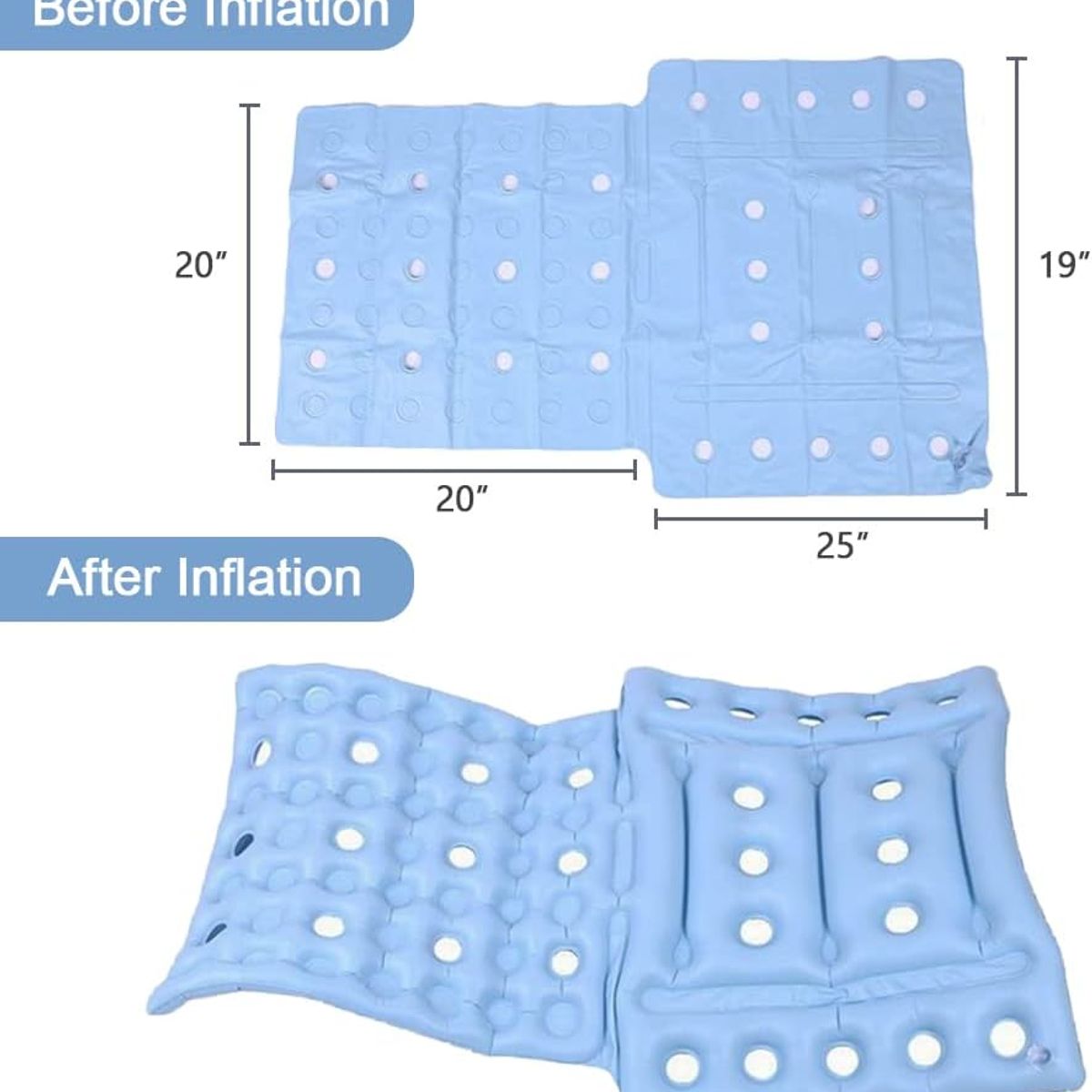 KINDA NICE - Cojín Antiescaras Ortopédico Inflable Celda De Aire + Bombín