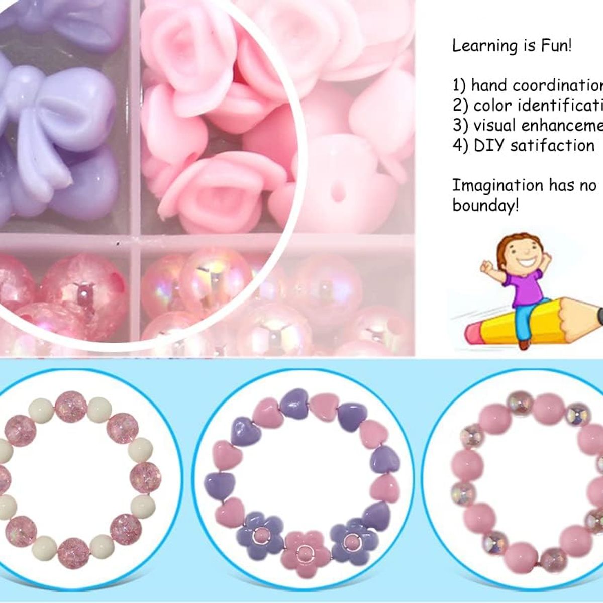 KINDA NICE - Cuentas Kits Fabricación Joyas Pulsera Collar Regalo Niñas