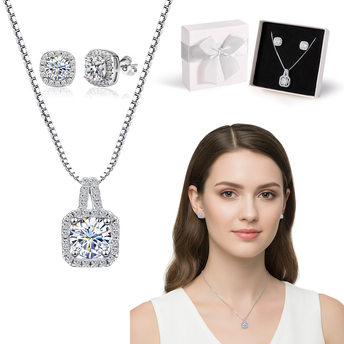 SLOWTON - Set de Joyería para Mujer con Caja de Regalo 3 PCS