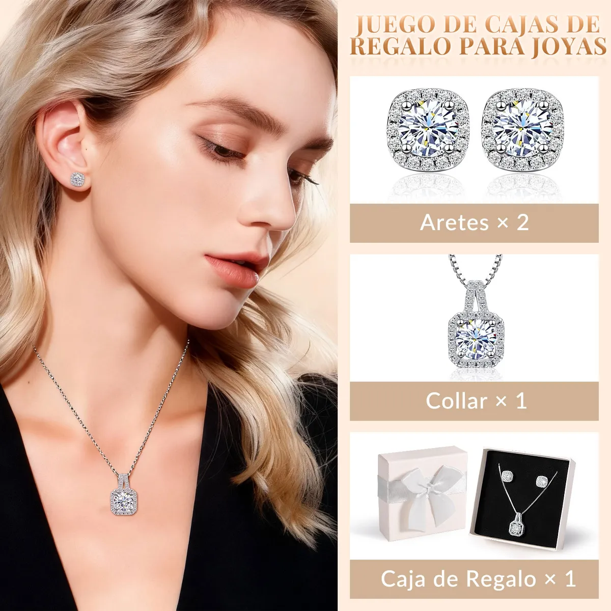 SLOWTON - Set de Joyería para Mujer con Caja de Regalo 3 PCS