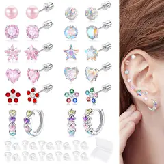 SLOWTON - Aretes de Acero para Mujer Pendientes Hipoalergénicos 12 pares