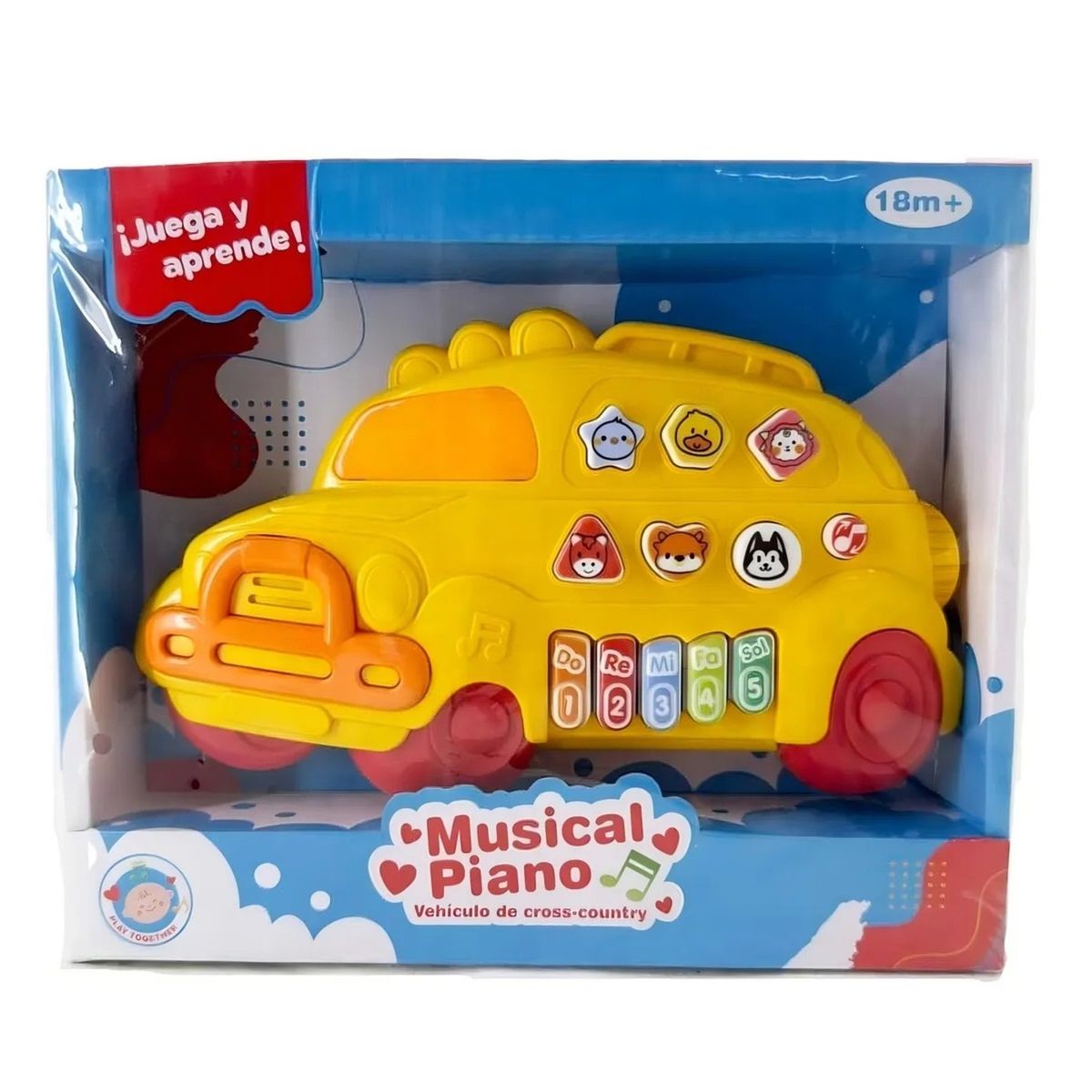 GENERICO - PACK X 3 JUGUETE PIANO MUSICAL VEHICULO DE CROSS-COUNTRY AMARILLO