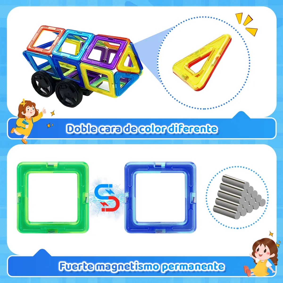 GENERICO - Set Bloques Magnéticos Para Construir 60 Piezas