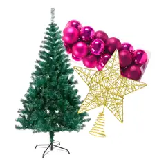 GENERICO - Árbol Navidad 150 Cm + Esferas + Estrella Dorada 450 Ramas