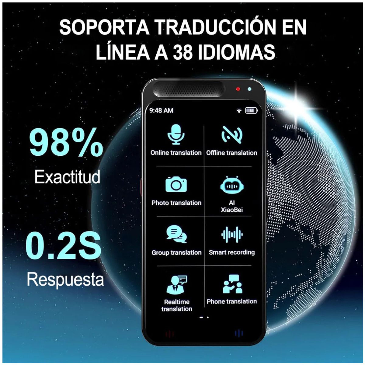 KUANGYE - Dispositivo Traductor Instantáneo 138 Idiomas De 5 Pulgadas
