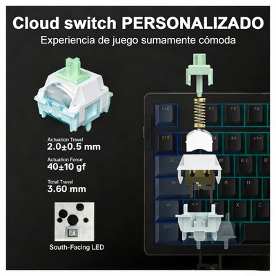 Imagen 2 del producto Teclado Mecánico Gaming EK-106PRO Bluetooth 2.4G Gasket Hot-Swap