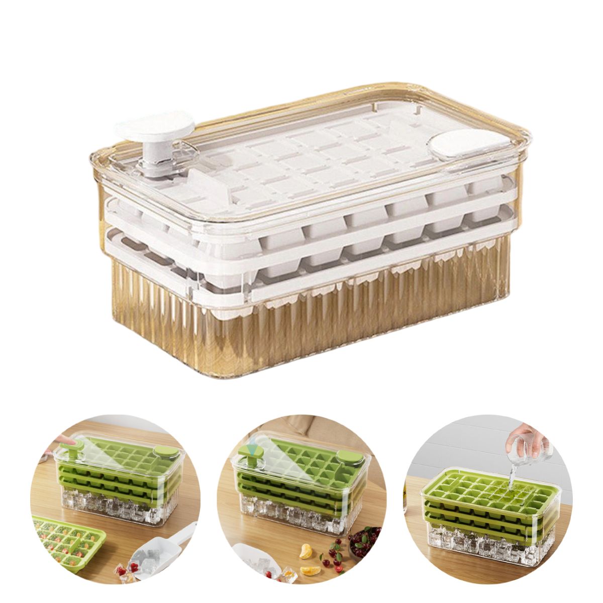 KINDA NICE - Caja De Moldes De Prensa Doméstica Ice Cube Tray Maker De