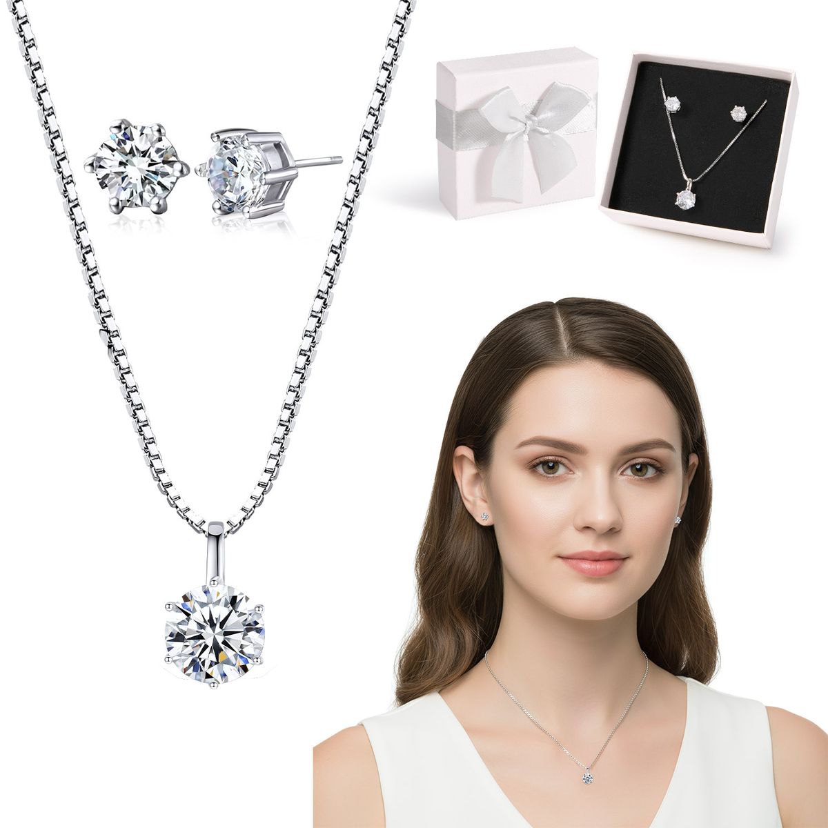 SLOWTON - Set de Joyería para Mujer con Caja de Regalo 3 PCS