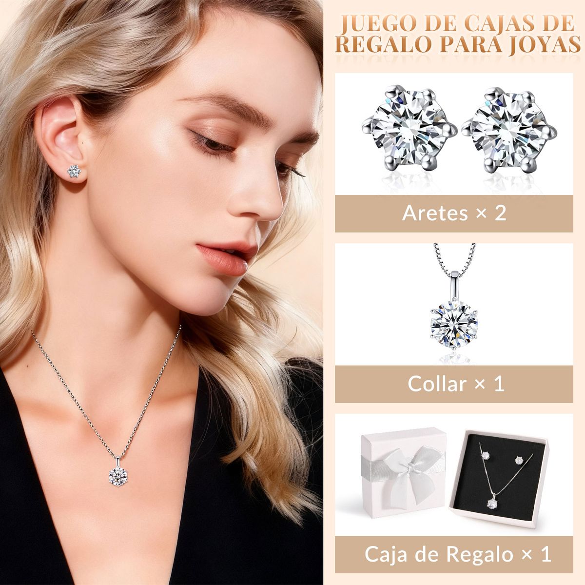 SLOWTON - Set de Joyería para Mujer con Caja de Regalo 3 PCS