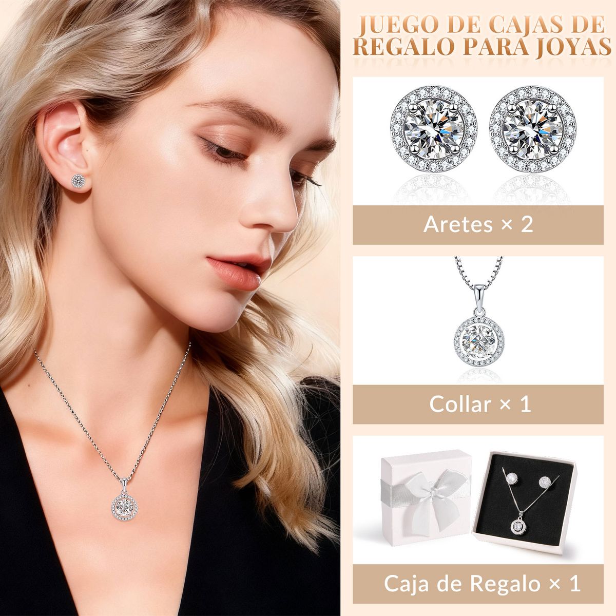 SLOWTON - Set de Joyería para Mujer con Caja de Regalo 3 PCS