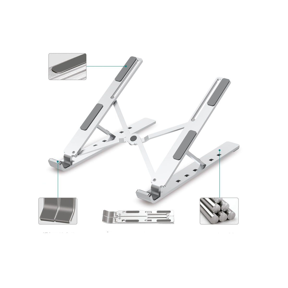 MALIK - MLAB BASE PORTATIL NOTEBOOK ALUMINIO 6 POSICIONES 150MLB09381