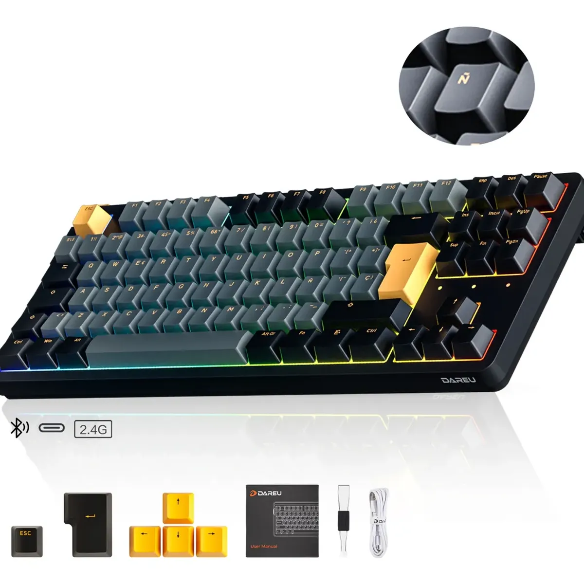DAREU - Teclado Gamer Dareu EK-87PRO  Bluetooth 2.4G Gasket Hot-Swap