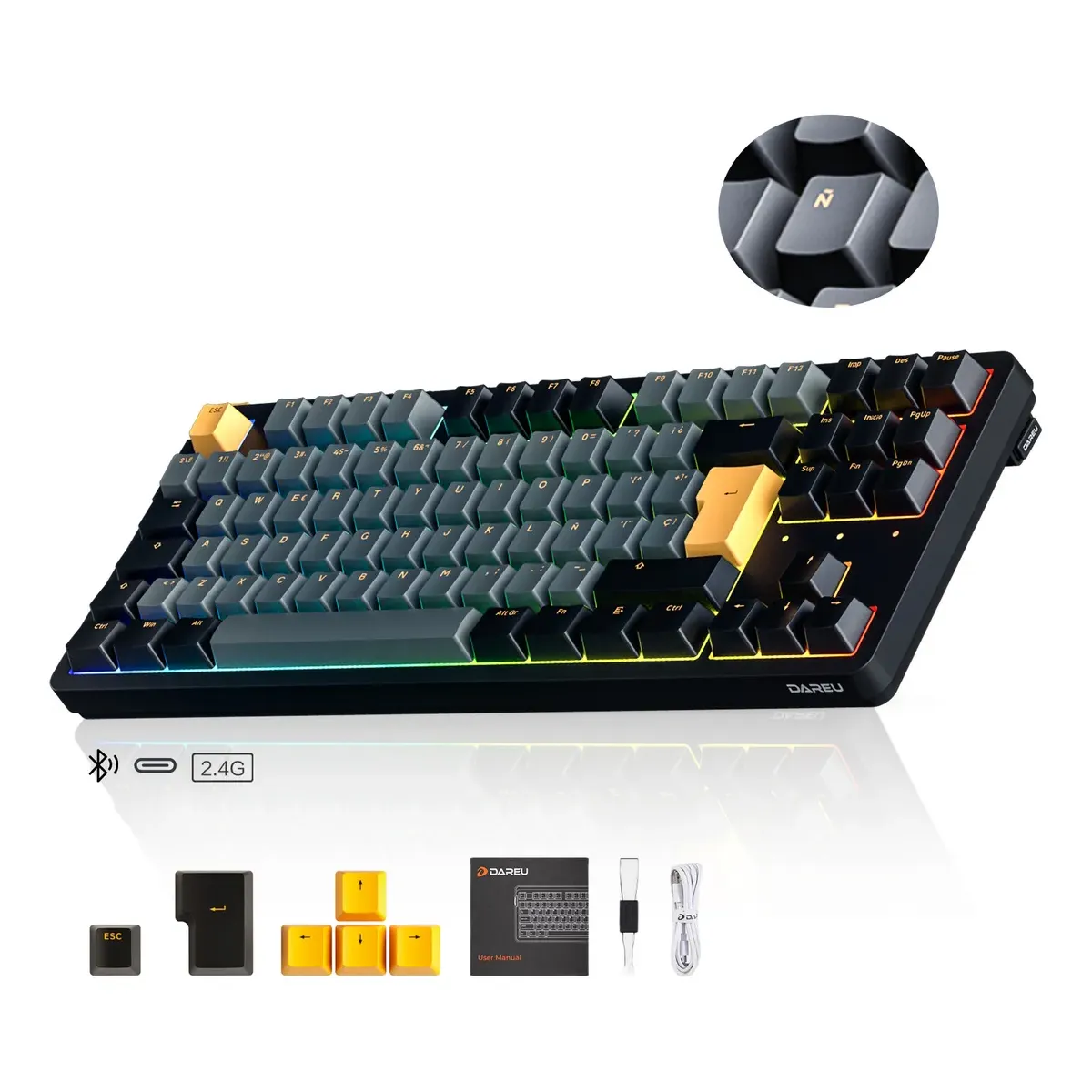 DAREU - Teclado Gamer Dareu EK-87PRO  Bluetooth 2.4G Gasket Hot-Swap