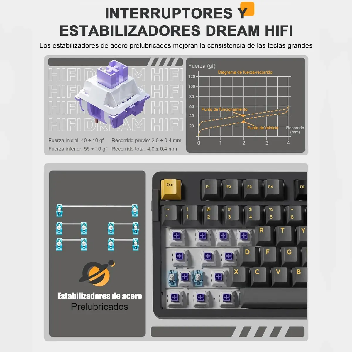 DAREU - Teclado Gamer Dareu EK-87PRO  Bluetooth 2.4G Gasket Hot-Swap