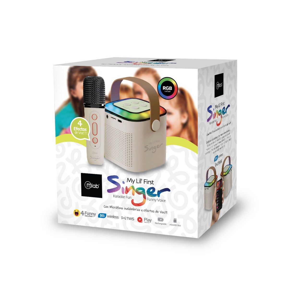 MALIK - MLAB KARAOKE MY LIL FIRST SINGER CON LUZ RGB 1 MICROFONO INALÁMBRICO WHITE 260MLB09391
