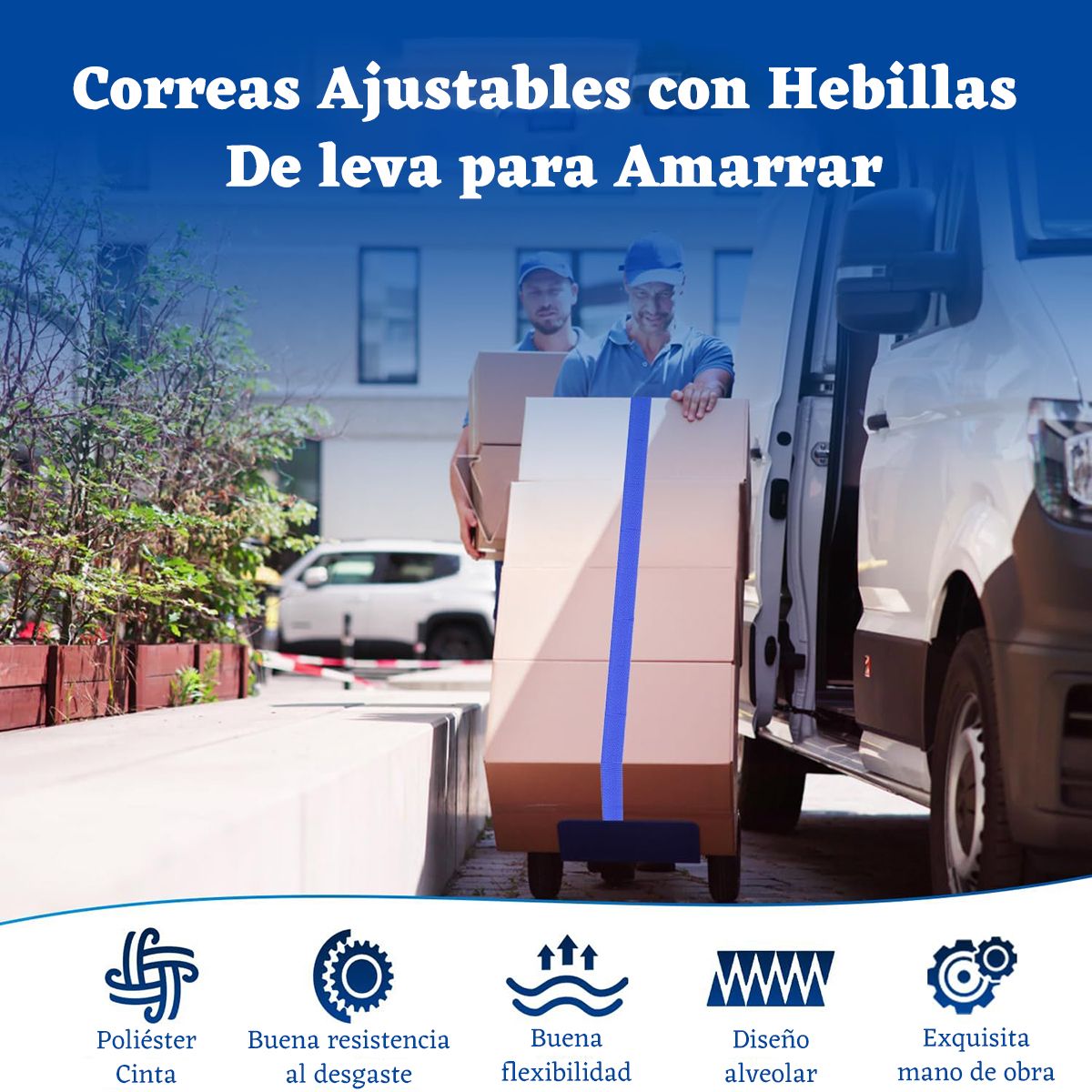 GENERICO - 2pcs Correaeslinga Amarre Retráctil 5 M X 25cm-Azul